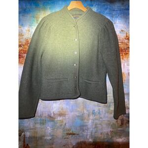 Geiger Austria Womens Boiled Wool Jacket Forest Green Tyrolean Button Cardigan L